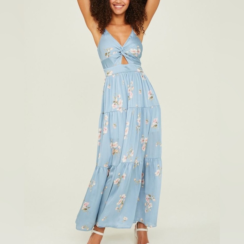 Altar'd State Sky Blue Floral Maxi Dress